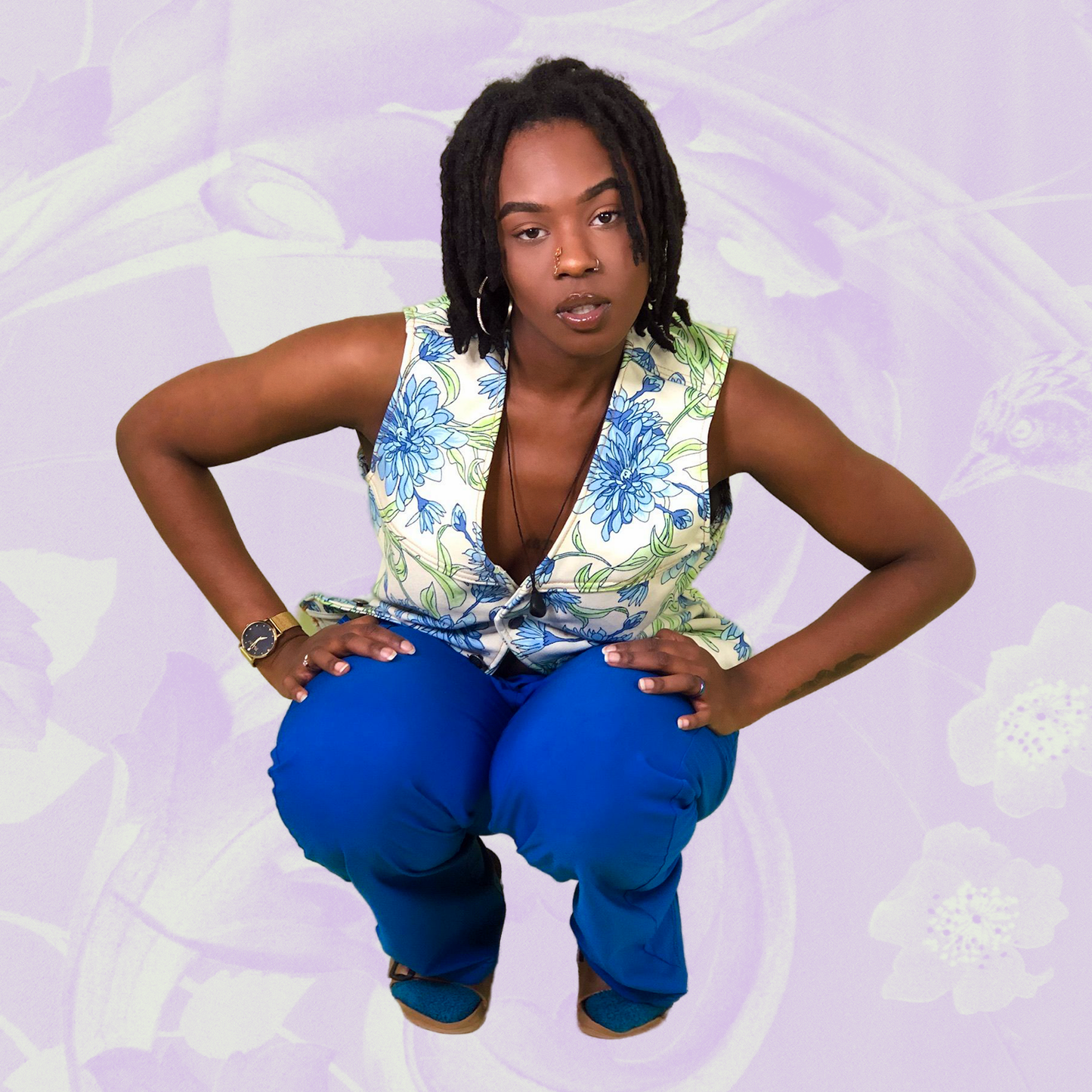 Floral Denim Vest