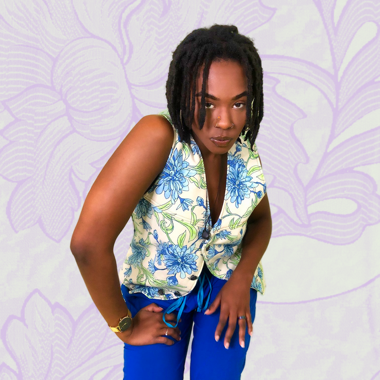 Floral Denim Vest